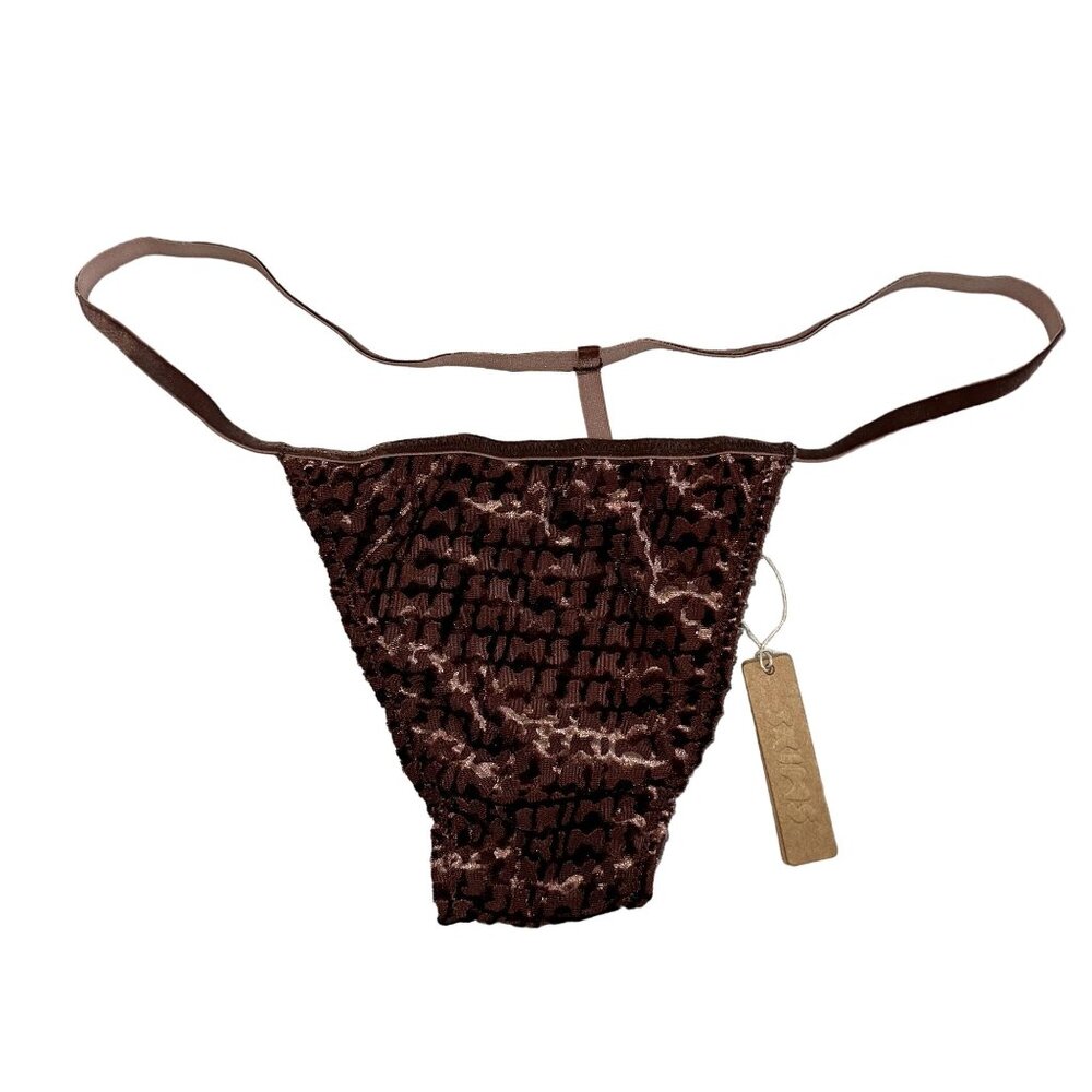 NWT SKIMS Velvet Chestnut Brown String Thong Women's X-Large XL
